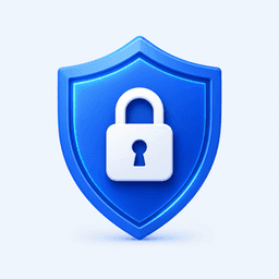 Shield and lock representing protected data